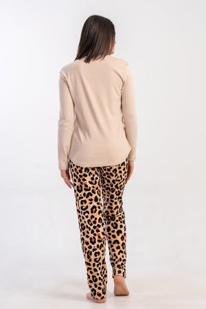 KADIN PIJAMA TAKIM INTERLOK 502161 - Vienetta1.GrupBEJ