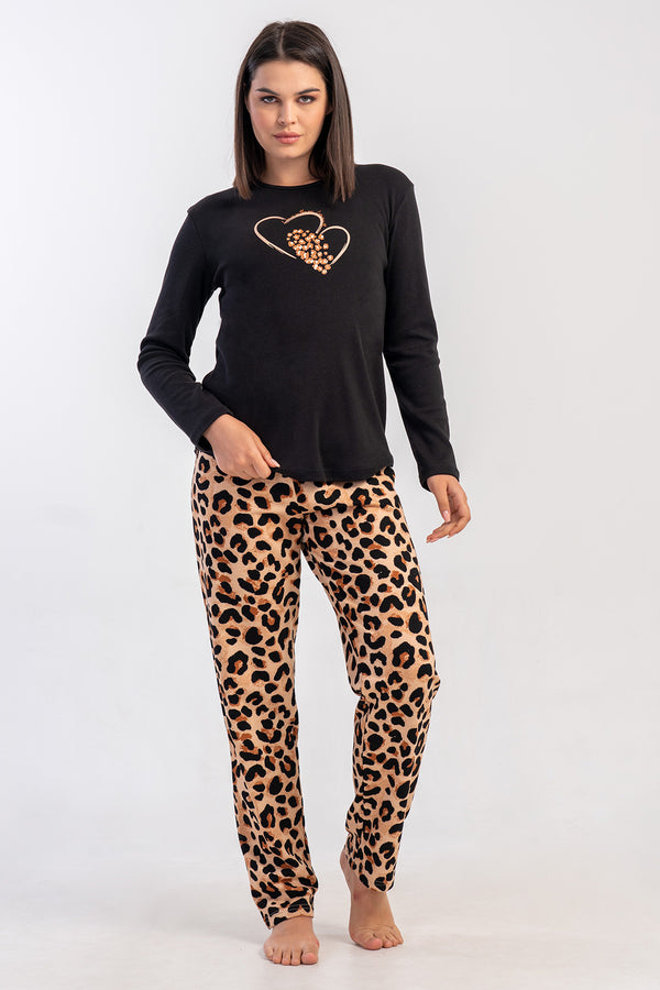 KADIN PIJAMA TAKIM INTERLOK 502161 - Vienetta1.GrupSIYAH