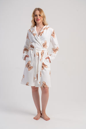 Woman Two Yarn Eko Hoodie Detail Dressing Gown