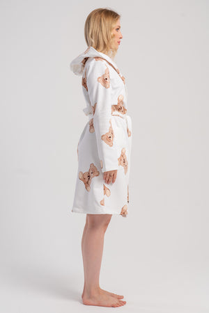 Woman Two Yarn Eko Hoodie Detail Dressing Gown