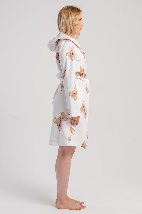 Woman Two Yarn Eko Hoodie Detail Dressing Gown