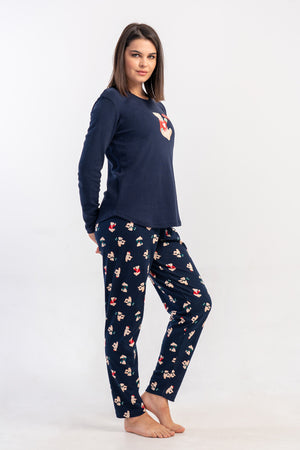 KADIN PIJAMA TAKIM INTERLOK 503059 - VienettaY.LACIVERTXL