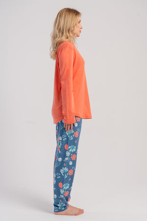 Woman Supreme Big Size Nila O Neck Pyjama Set - Vienetta1.Grup4235ORANJ