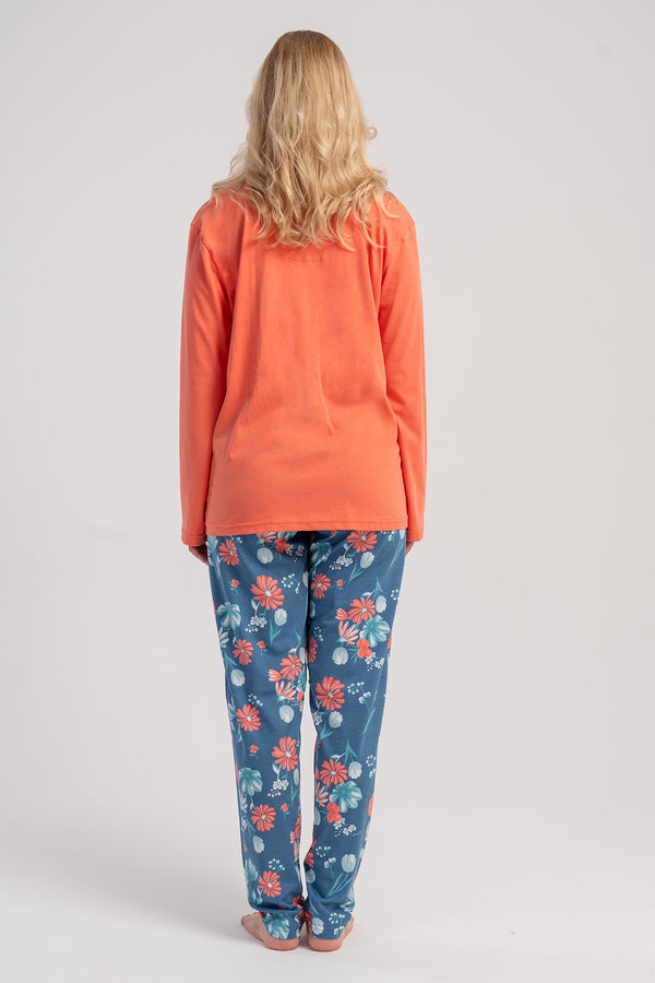 Woman Supreme Big Size Nika Shirt Collar Pyjama Set - Vienetta1.Grup4235ORANJ