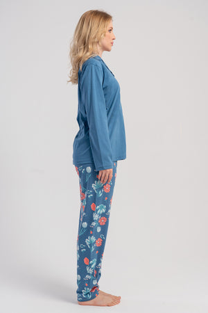 Woman Supreme Big Size Nika Shirt Collar Pyjama Set - Vienetta1.Grup4235ORANJ