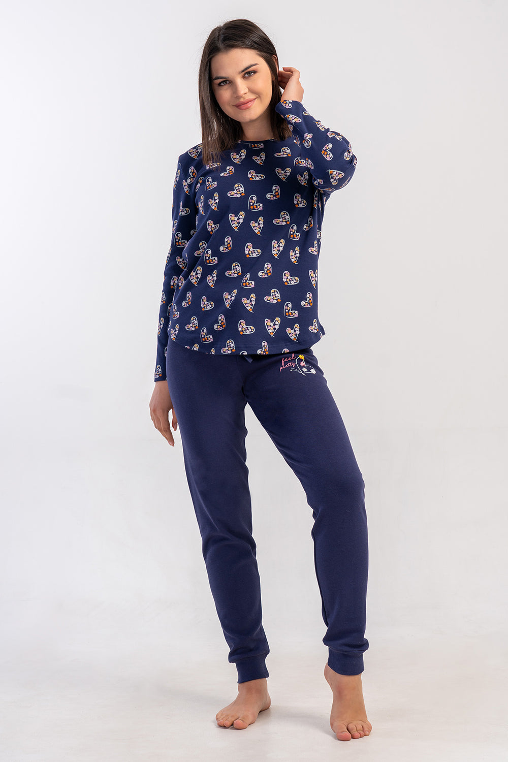 KADIN PIJAMA TAKIM INTERLOK 503065 - VienettaY.LACIVERTXL
