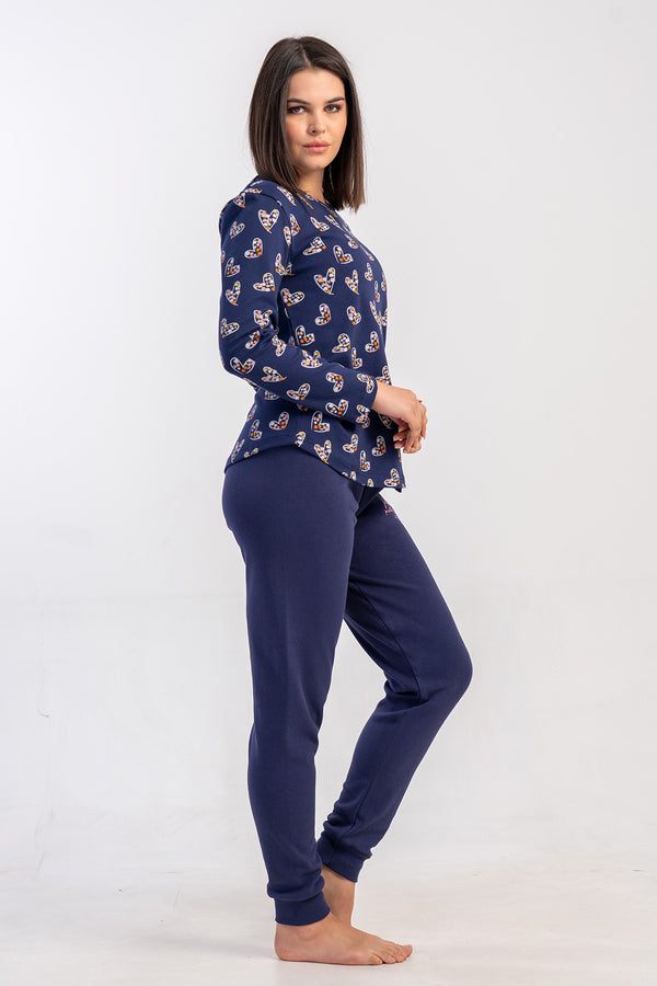 KADIN PIJAMA TAKIM INTERLOK 503065 - VienettaY.LACIVERTXL
