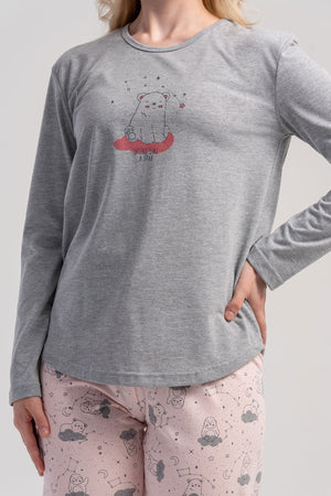 Woman Supreme Vixo Long Sleeve Pyjama Set - Vienetta1.GrupEG2 MELANJ