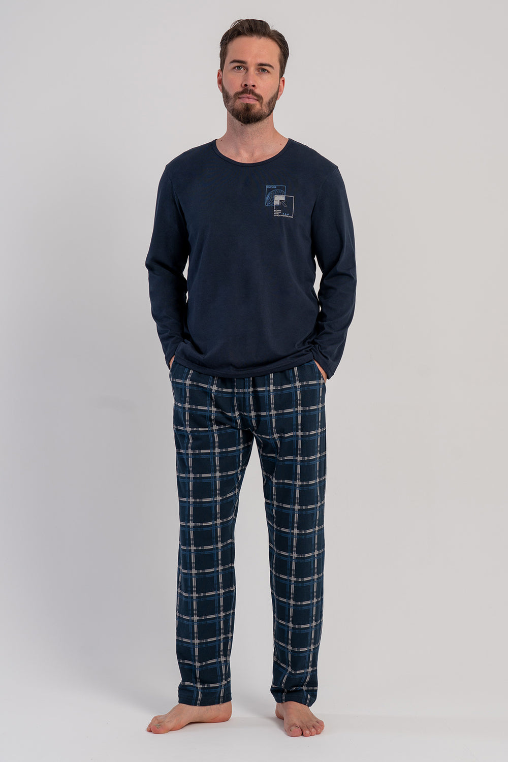 ERKEK XXL PIJAMA TAKIM SUPREM 503095 - Vienetta1.GrupY.LACIVERT