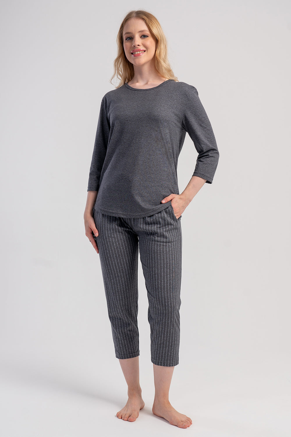 Woman Supreme Monne O Neck Pyjama Set - Vienetta1.Grup2144GRI