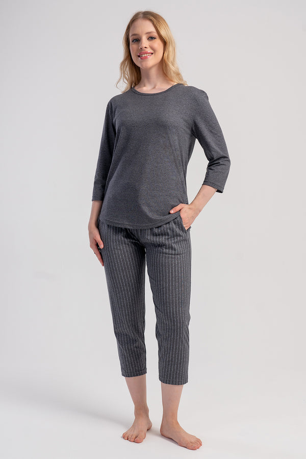 Woman Supreme Monne O Neck Pyjama Set - Vienetta1.Grup2144GRI