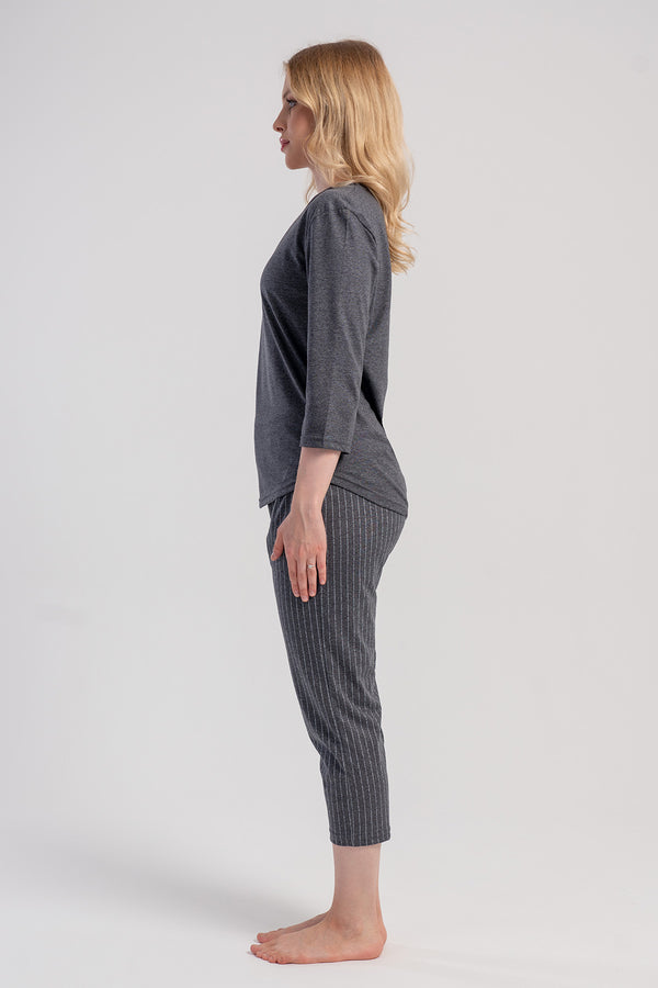 Woman Supreme Monne O Neck Pyjama Set - Vienetta1.Grup2144GRI