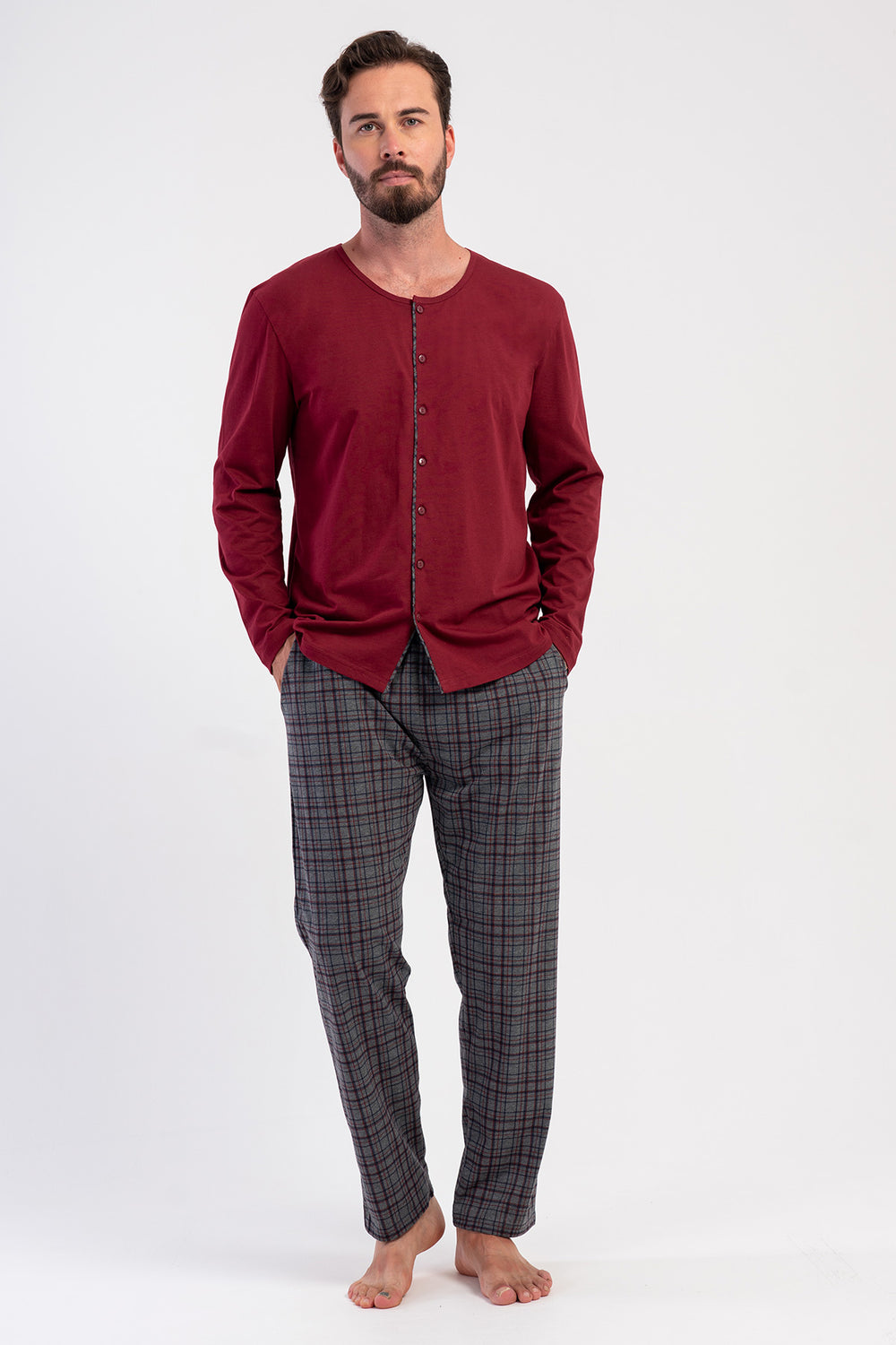 Man Supreme Big Size Eiko Buttoned Pyjama Set