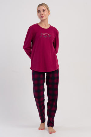 KADIN PIJAMA TAKIM INTERLOK 503136 - VienettaBORDOS