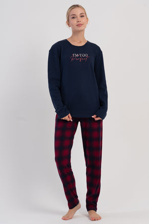 KADIN PIJAMA TAKIM INTERLOK 503136 - VienettaY.LACIVERTS