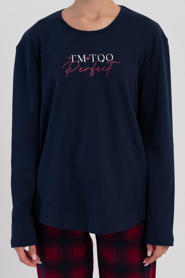 Woman Interlock Mela O Neck Pyjama Set