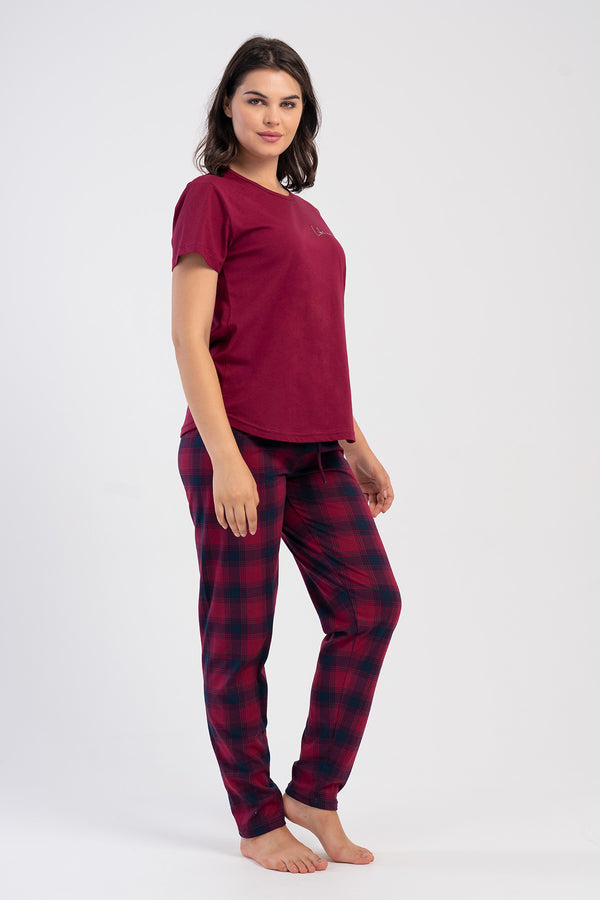 Woman Supreme Big Size Raha O Neck Pyjama Set - Vienetta1.Grup3927LACIVERT