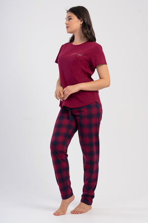 Woman Supreme Big Size Raha O Neck Pyjama Set - Vienetta1.Grup3927LACIVERT