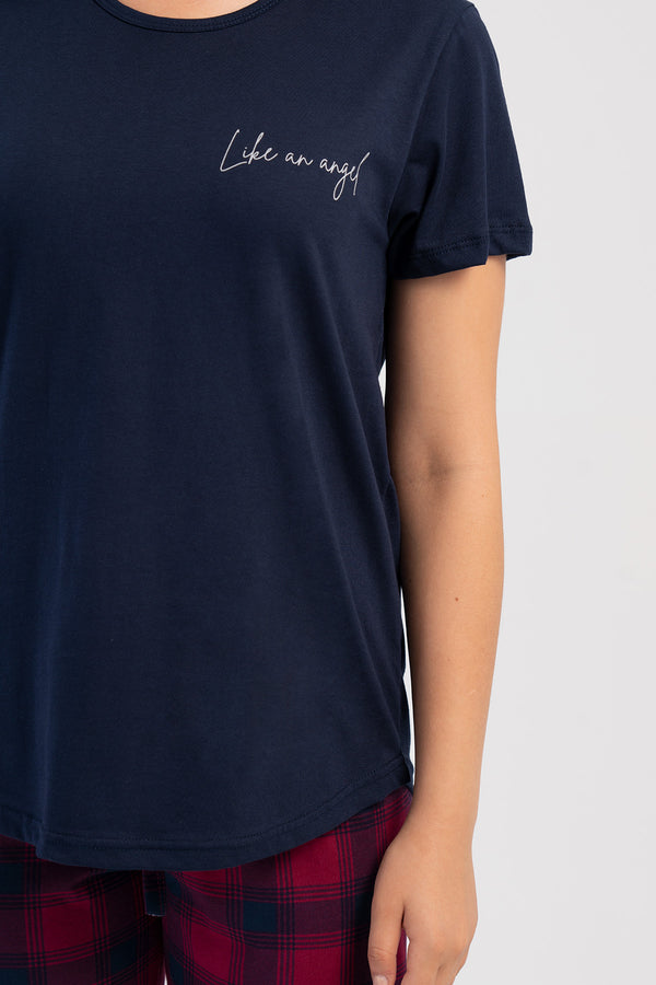 Woman Supreme Big Size Raha O Neck Pyjama Set - Vienetta1.Grup3927LACIVERT