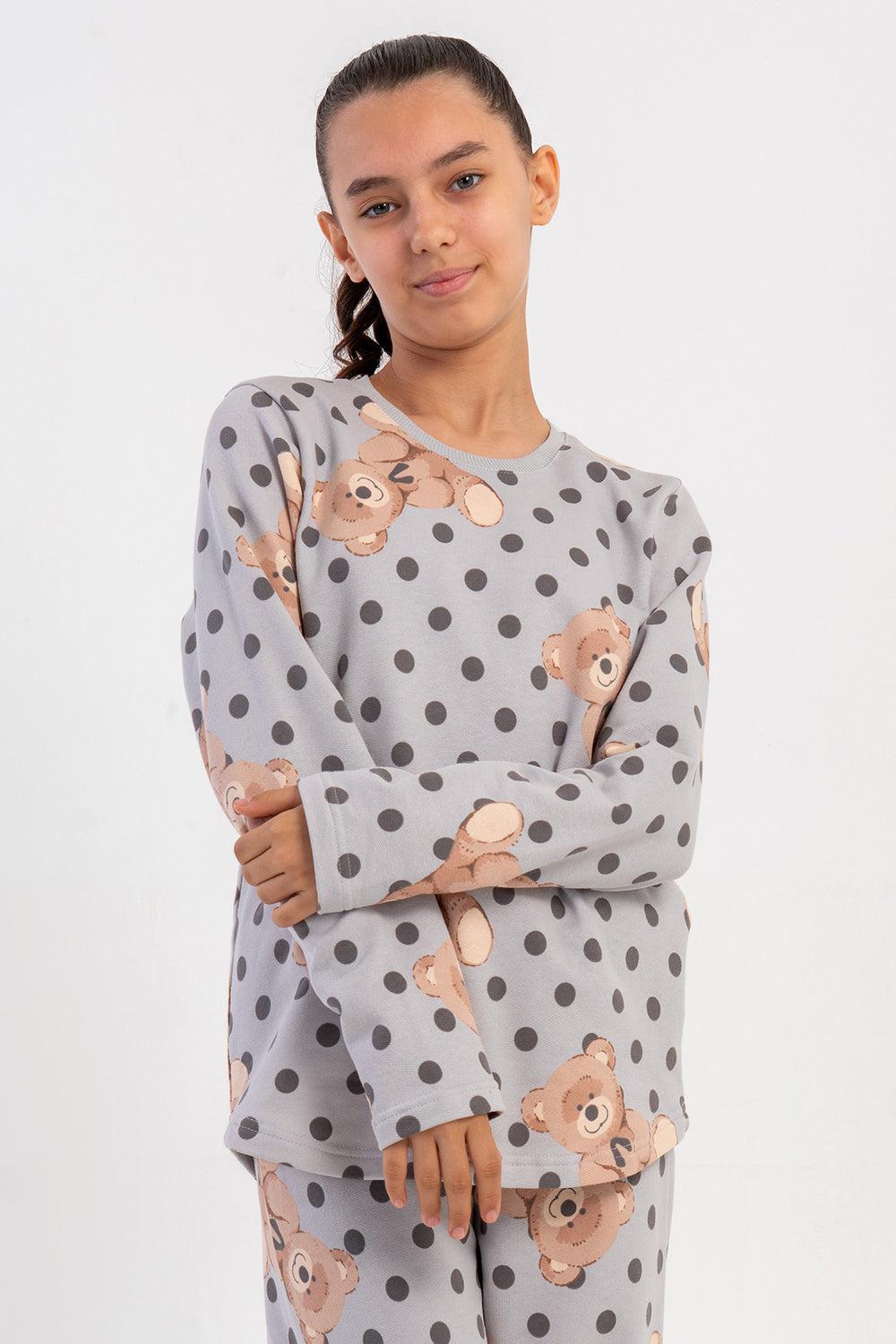 KIZ COCUK 2IPLIK O YAKA UZUN KOL ETEGI OVAL PIJAMA TAKIM(7-8/13-14)