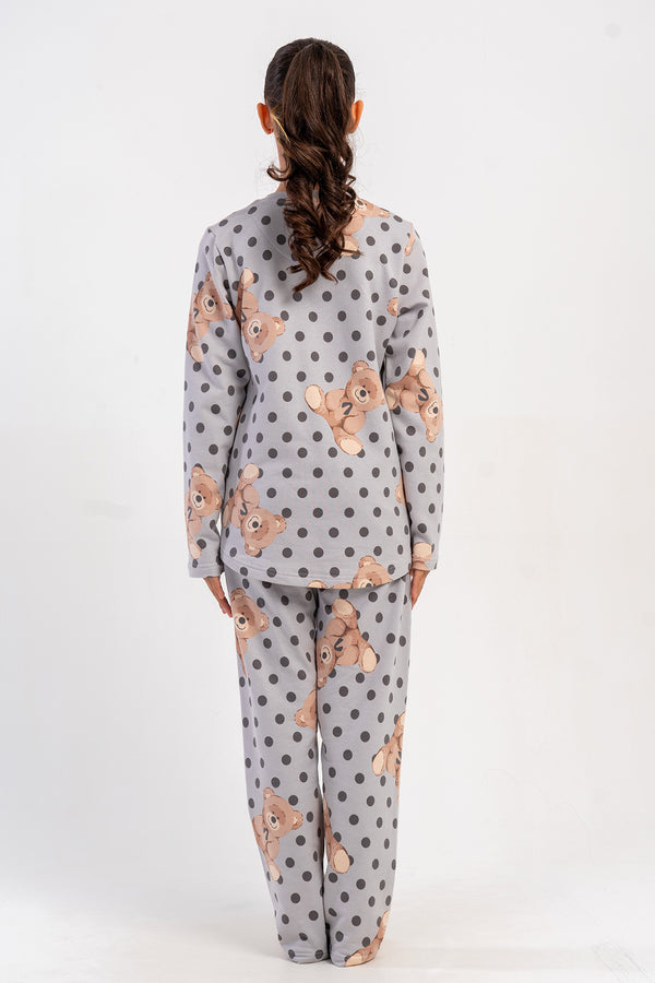 KIZ COCUK 2IPLIK O YAKA UZUN KOL ETEGI OVAL PIJAMA TAKIM(7-8/13-14)