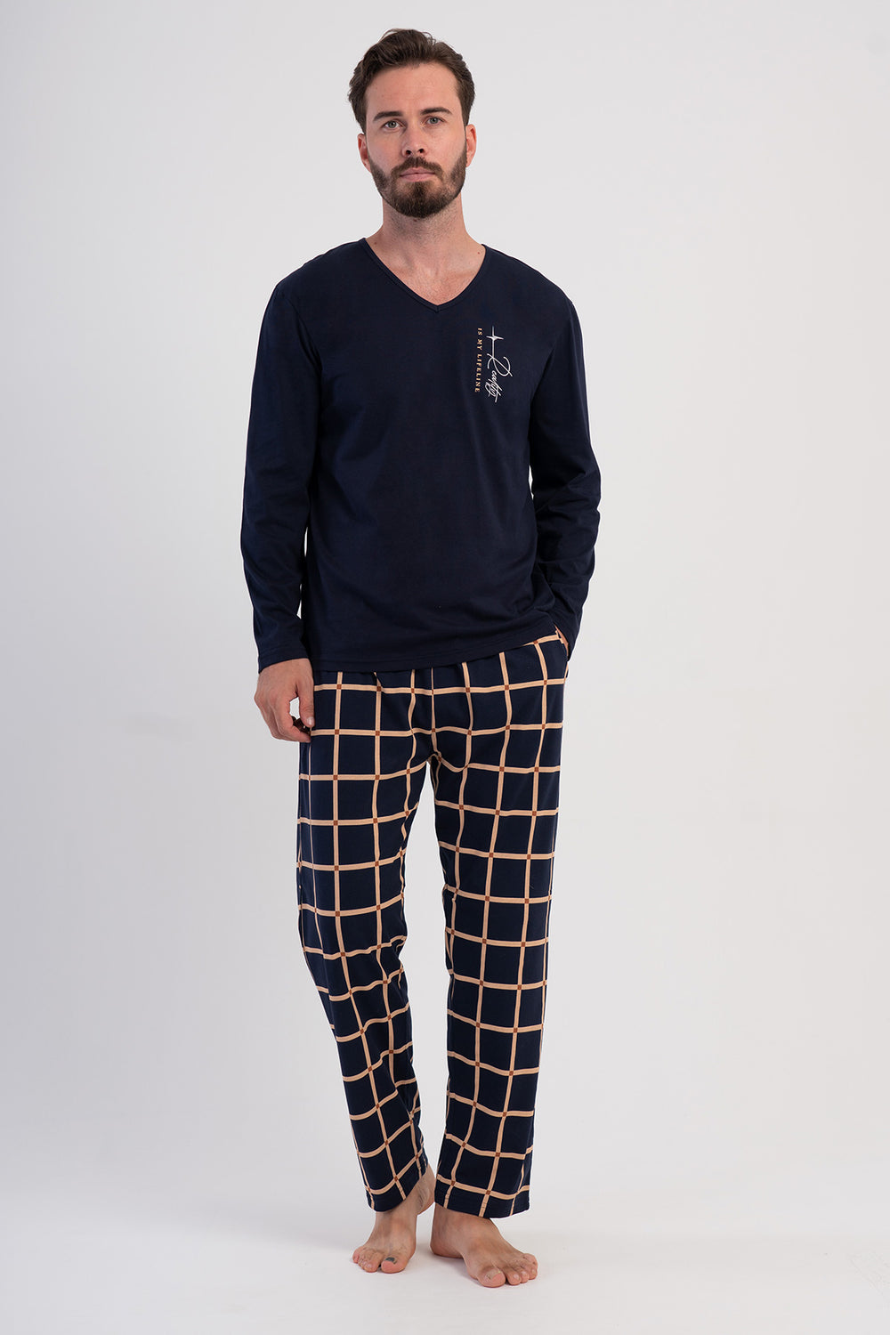 ERKEK XXL PIJAMA TAKIM SUPREM 503158 - Vienetta1.GrupY.LACIVERT