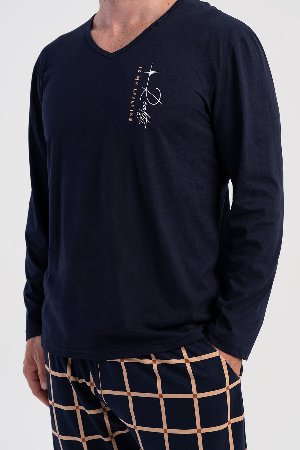 ERKEK XXL PIJAMA TAKIM SUPREM 503158 - Vienetta1.GrupY.LACIVERT