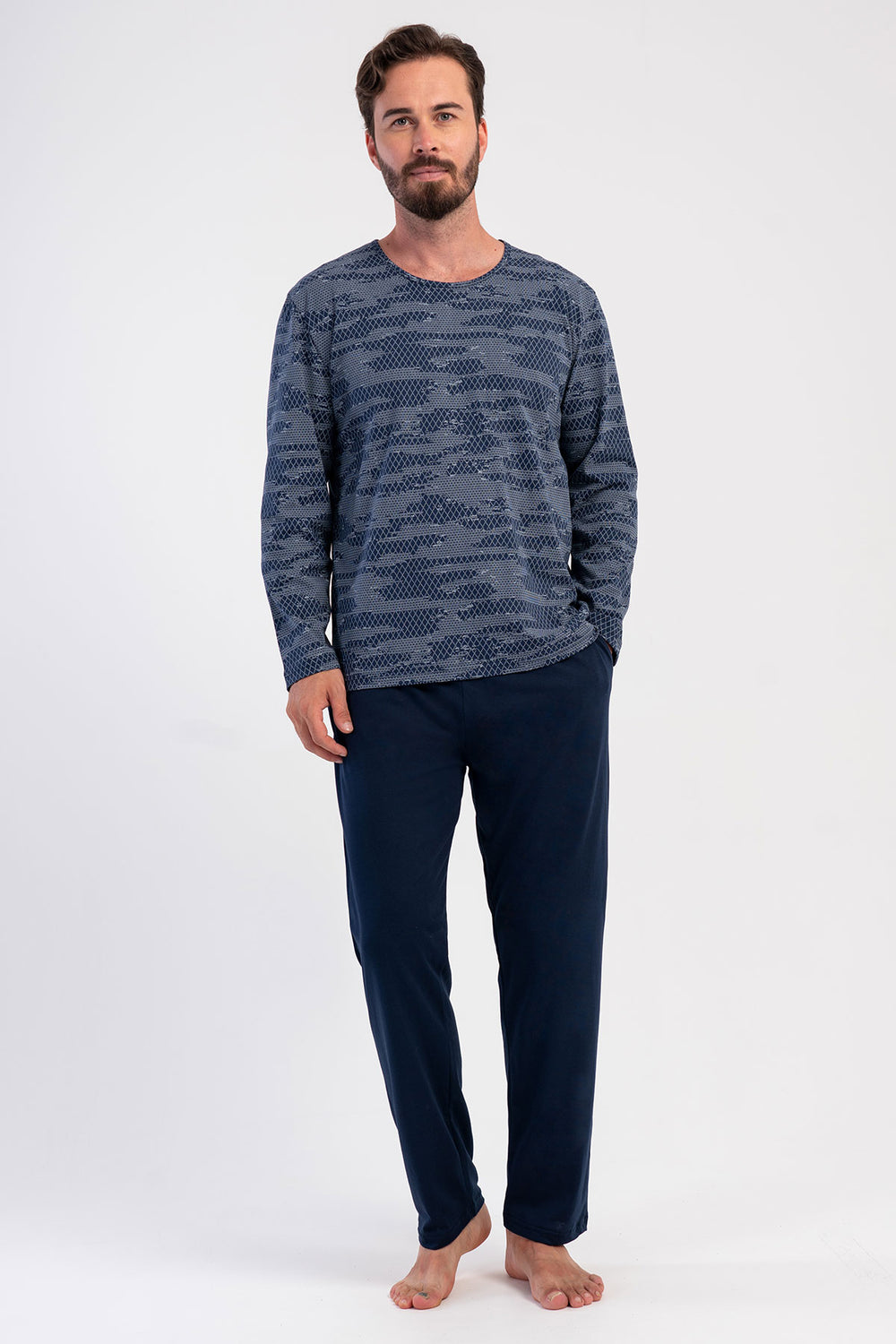 ERKEK BATTAL XXL PIJAMA TAKIM SUPREM 503163 - Vienetta1.GrupY.LACIVERT