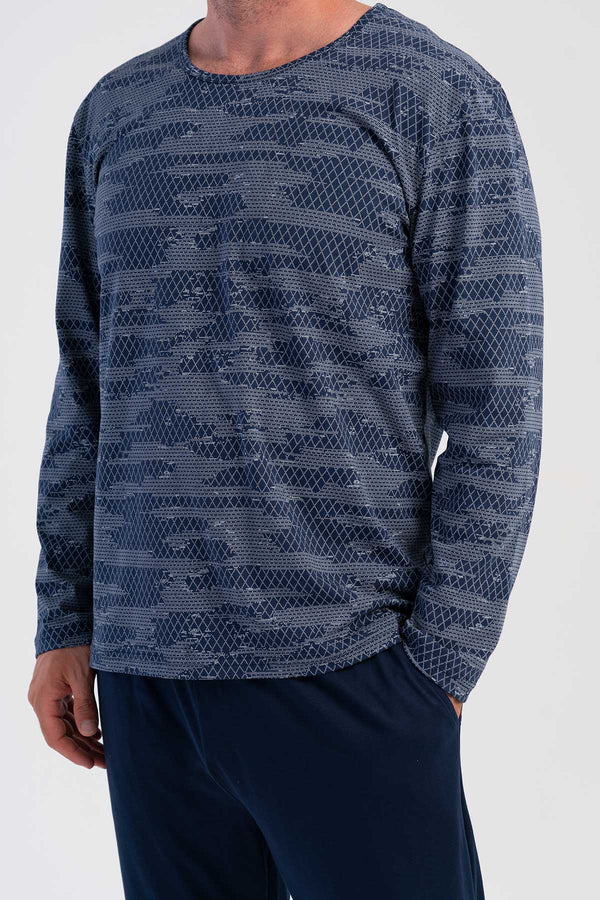 ERKEK BATTAL XXL PIJAMA TAKIM SUPREM 503163 - Vienetta1.GrupY.LACIVERT