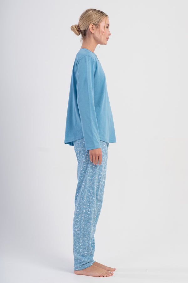 Woman Supreme Big Size V Neck Sima Pyjama Set - Vienetta1.GrupZEMIN