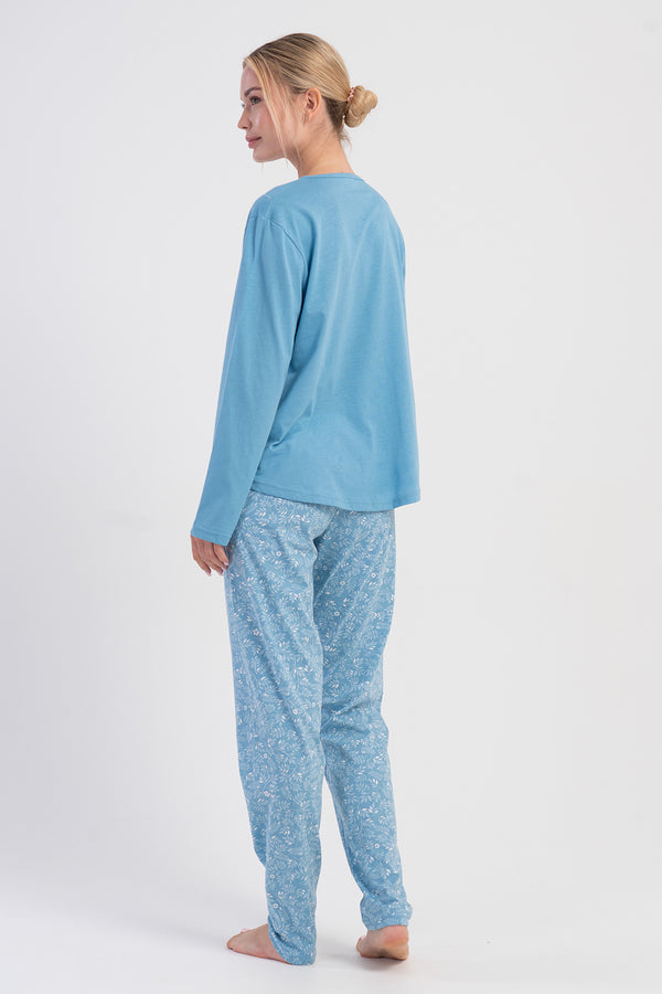 Woman Supreme Big Size V Neck Sima Pyjama Set - Vienetta1.GrupZEMIN