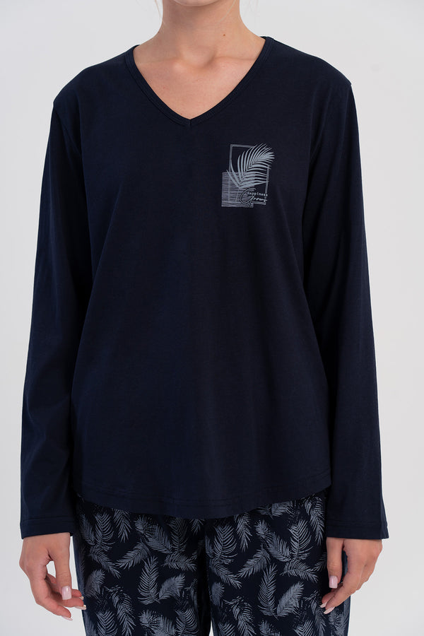 Woman Supreme Big Size V Neck Afta Pyjama Set - Vienetta1.GrupLACIVERT