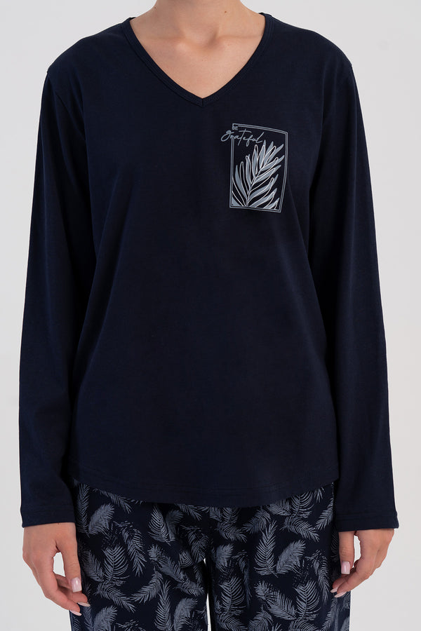 Woman Supreme Big Size V Neck Olla Pyjama Set