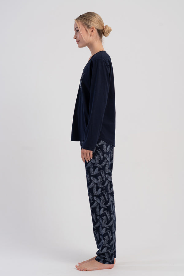 KADIN BATTAL XXL PIJAMA TAKIM SUPREM 503171 - VienettaY.LACIVERT7XL
