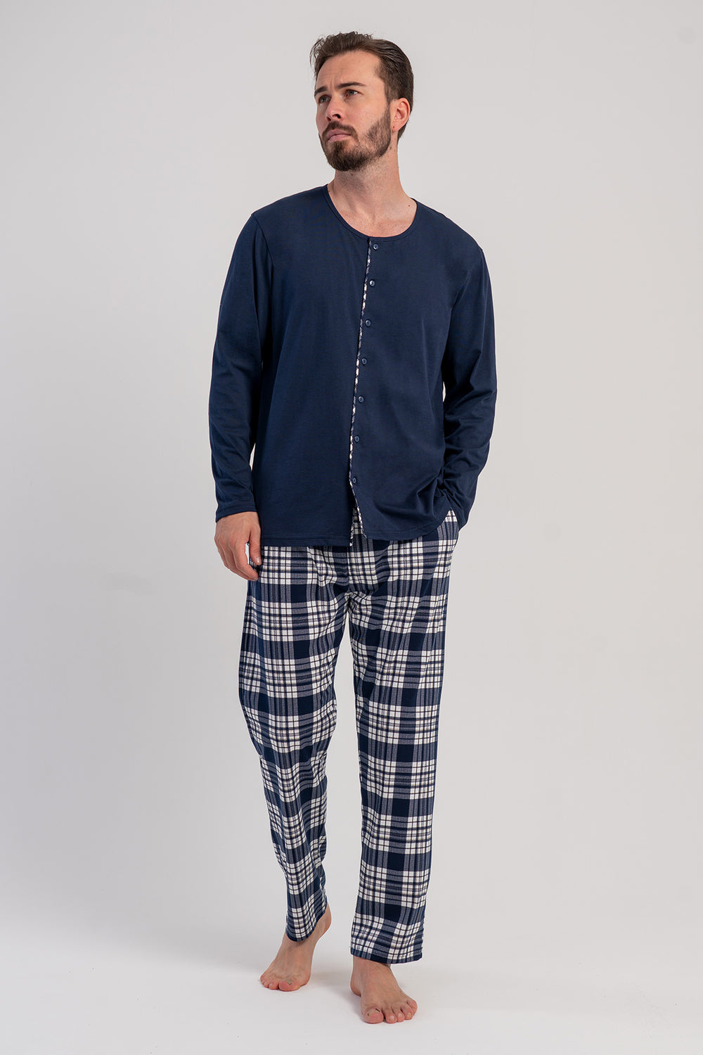 Man Supreme Big Size Auri Buttoned Pyjama Set