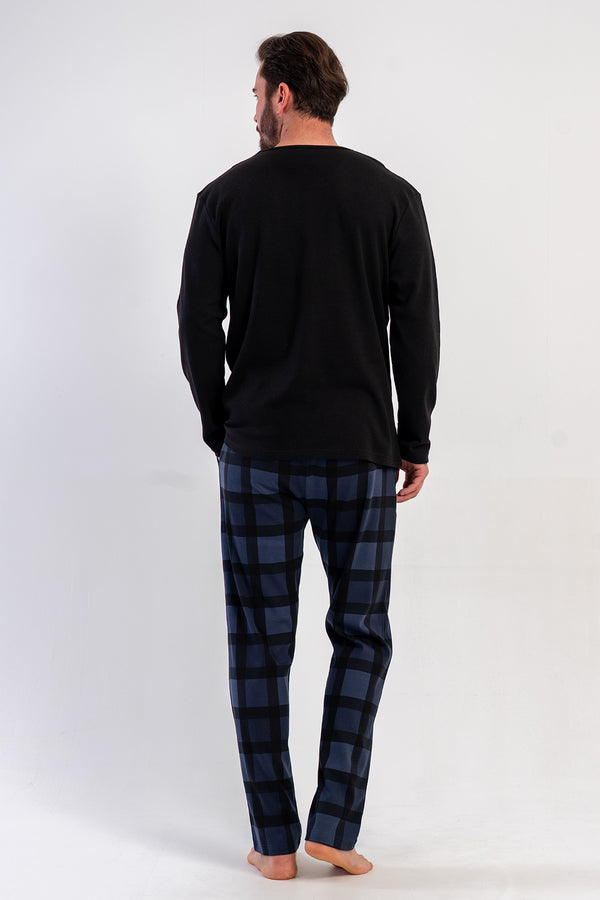 CEPLI ERKEK INTERLOK V YAKA UZUN KOL PIJAMA TAKIM