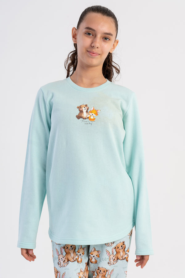 Kids' Girls Two Yarn Kian Long Sleeve Pyjama Set - Vienetta1.GrupA.YESIL