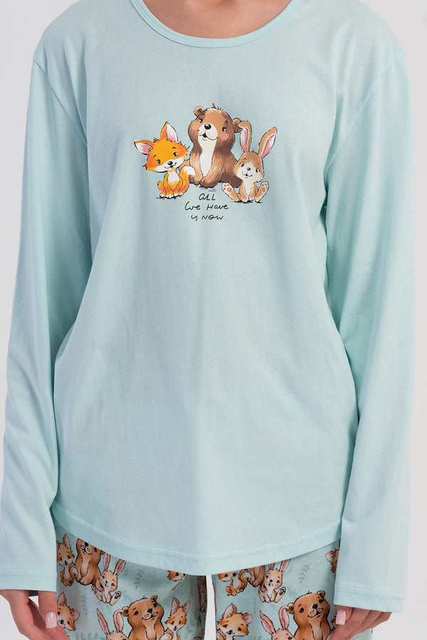 Woman Supreme Ovva Long Sleeve Pyjama Set - Vienetta1.GrupA.YESIL