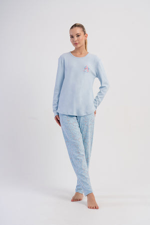 KADIN PIJAMA TAKIM INTERLOK 503237 - Vienetta1.GrupA.MAVI
