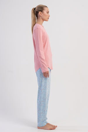 KADIN PIJAMA TAKIM INTERLOK 503237 - Vienetta1.GrupA.MAVI