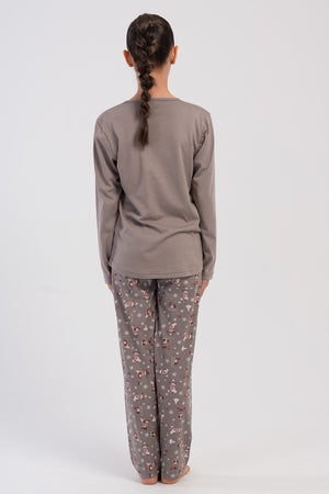 Kids' Girls Supreme Nilo O Neck Pyjama Set - Vienetta1.GrupSUTLU KAHVE