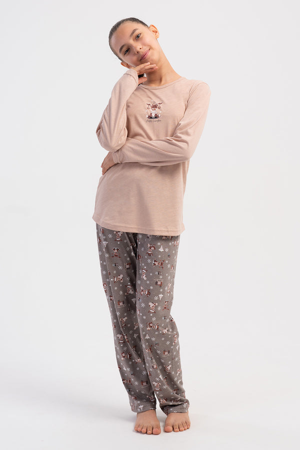 KIZ COCUK PIJAMA TAKIM SUPREM 503271 - VienettaSUTLU KAHVE7 - 8