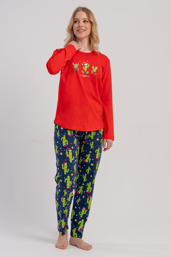 KADIN PIJAMA TAKIM SUPREM 503274 - Vienetta1.GrupYENI KIRMIZI