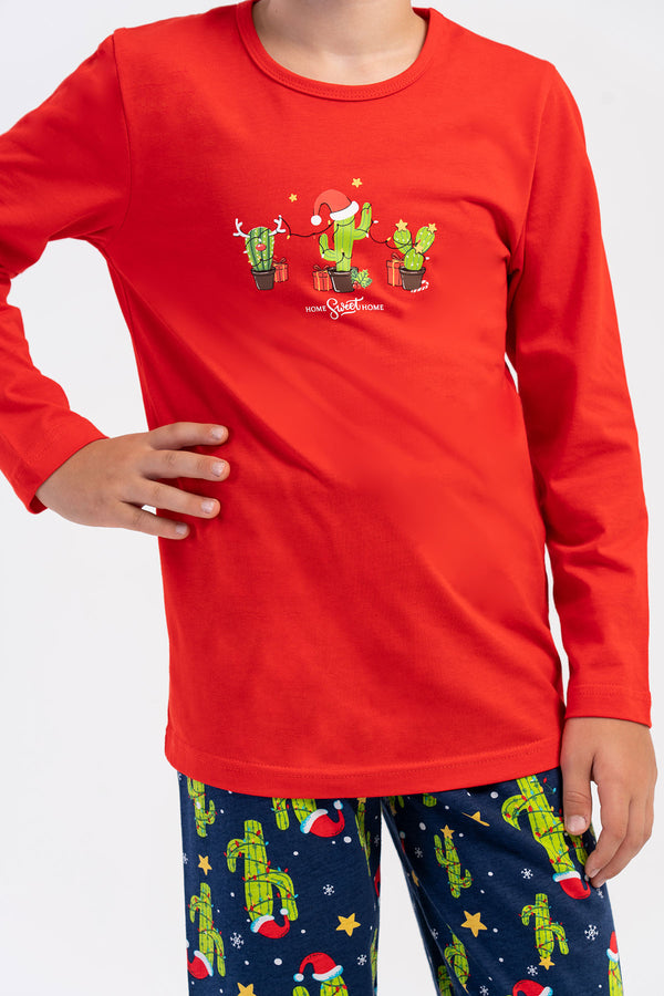 Kids' Boy Supreme Christmas Pari O Neck Pyjama Set