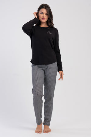 KADIN PIJAMA TAKIM INTERLOK 503363 - Vienetta1.GrupSIYAH