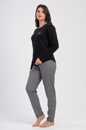 KADIN PIJAMA TAKIM INTERLOK 503363 - VienettaSIYAHM