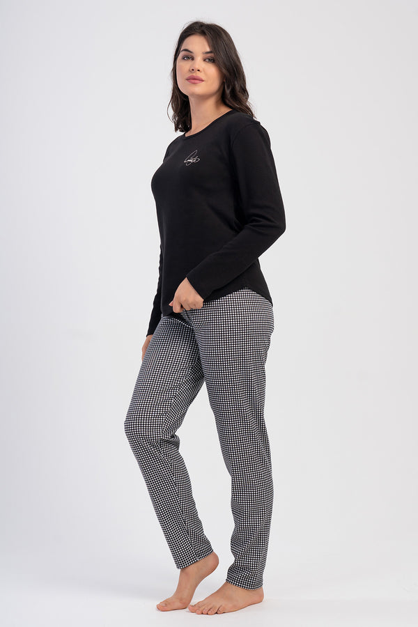 KADIN PIJAMA TAKIM INTERLOK 503363 - VienettaSIYAHM