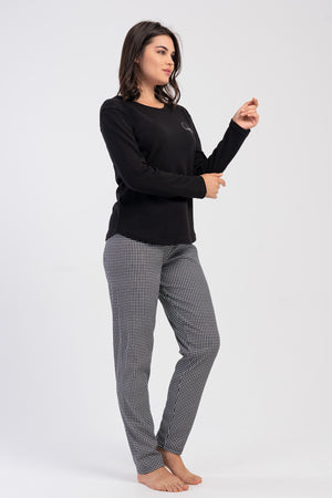 KADIN PIJAMA TAKIM INTERLOK 503363 - Vienetta1.GrupSIYAH