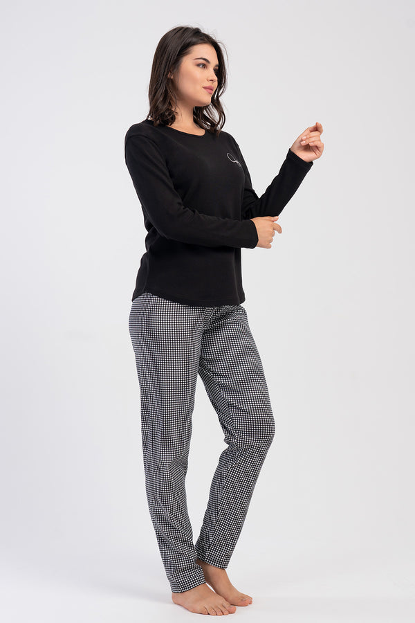 KADIN PIJAMA TAKIM INTERLOK 503363 - VienettaSIYAHM