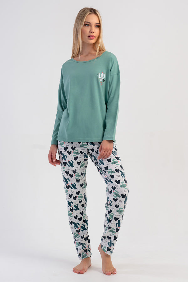 KADIN PIJAMA TAKIM VIENETTA PINK 503365 - Vienetta1.GrupCELADONGREEN
